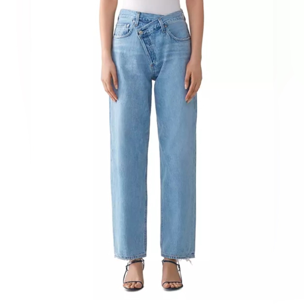 Agolde Criss Cross Jeans in Mid-Wash Straight Leg